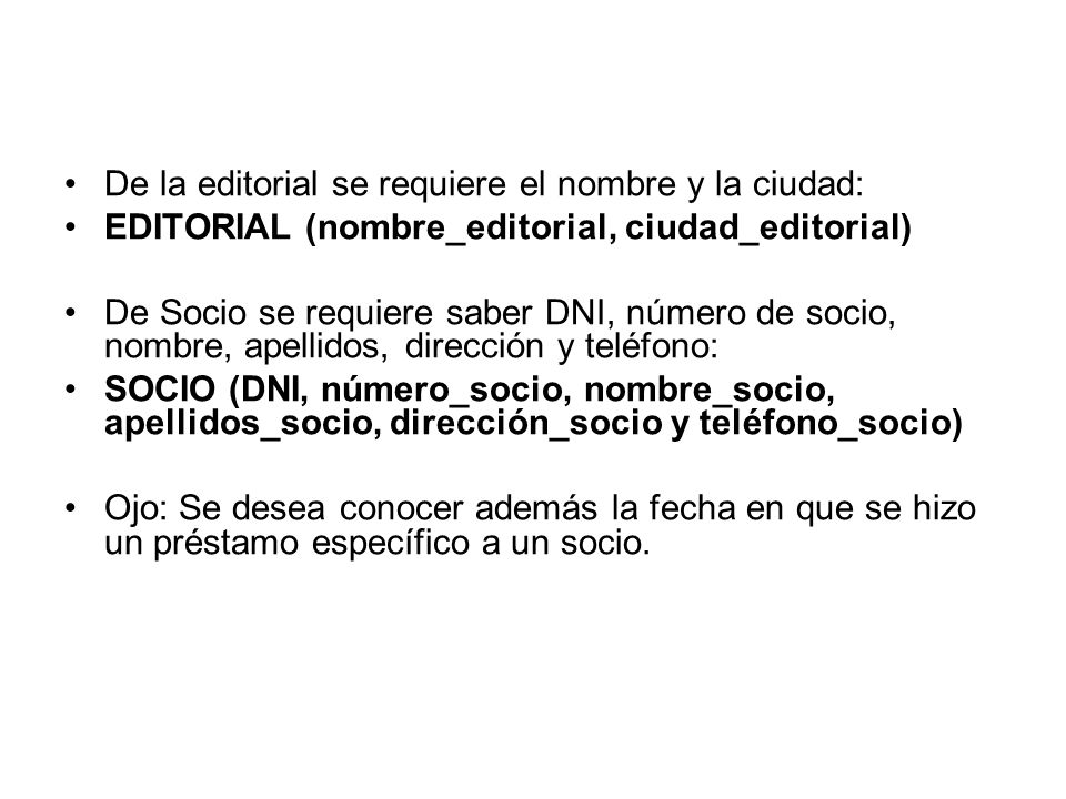 De la editorial se requiere el nombre y la ciudad: