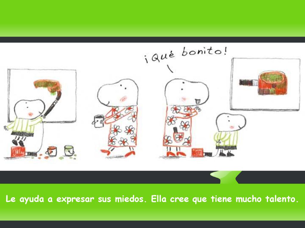 Le ayuda a expresar sus miedos. Ella cree que tiene mucho talento.