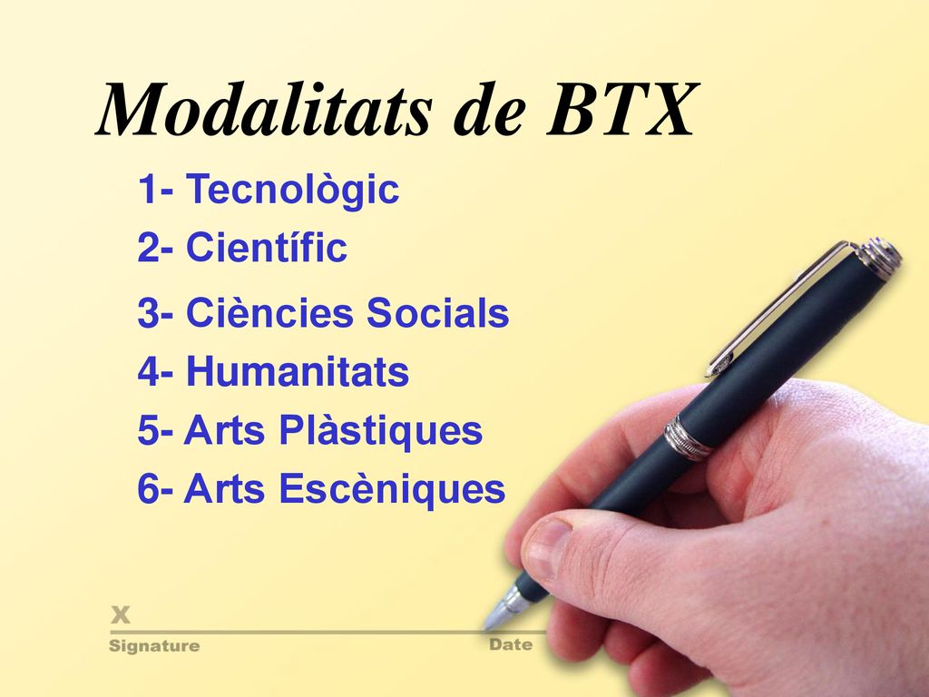 Modalitats de BTX 1- Tecnològic 2- Científic 3- Ciències Socials
