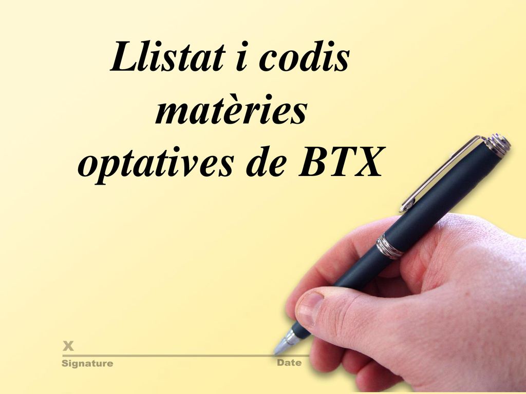 Llistat i codis matèries