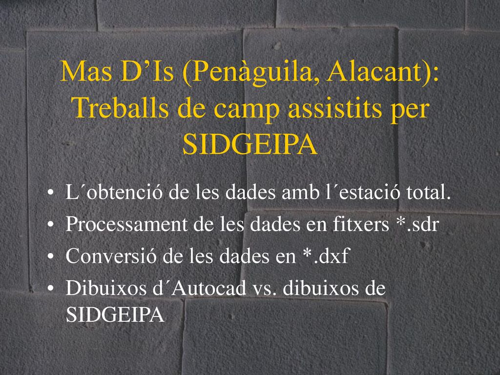 Mas D’Is (Penàguila, Alacant): Treballs de camp assistits per SIDGEIPA
