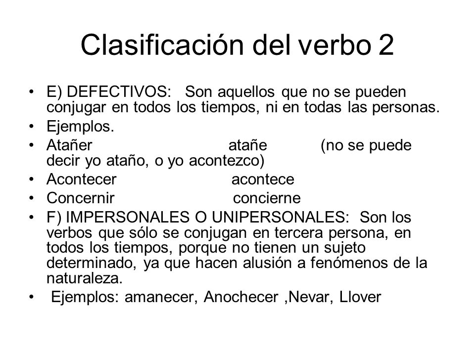 Clasificación del verbo 2