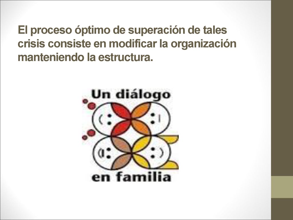 El proceso óptimo de superación de tales crisis consiste en modificar la organización manteniendo la estructura.