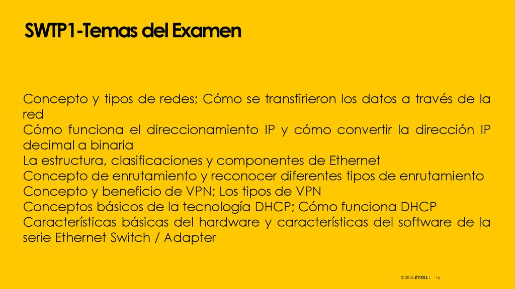 SWTP1-Temas del Examen Concepto y tipos de redes; Cómo se transfirieron los datos a través de la red.