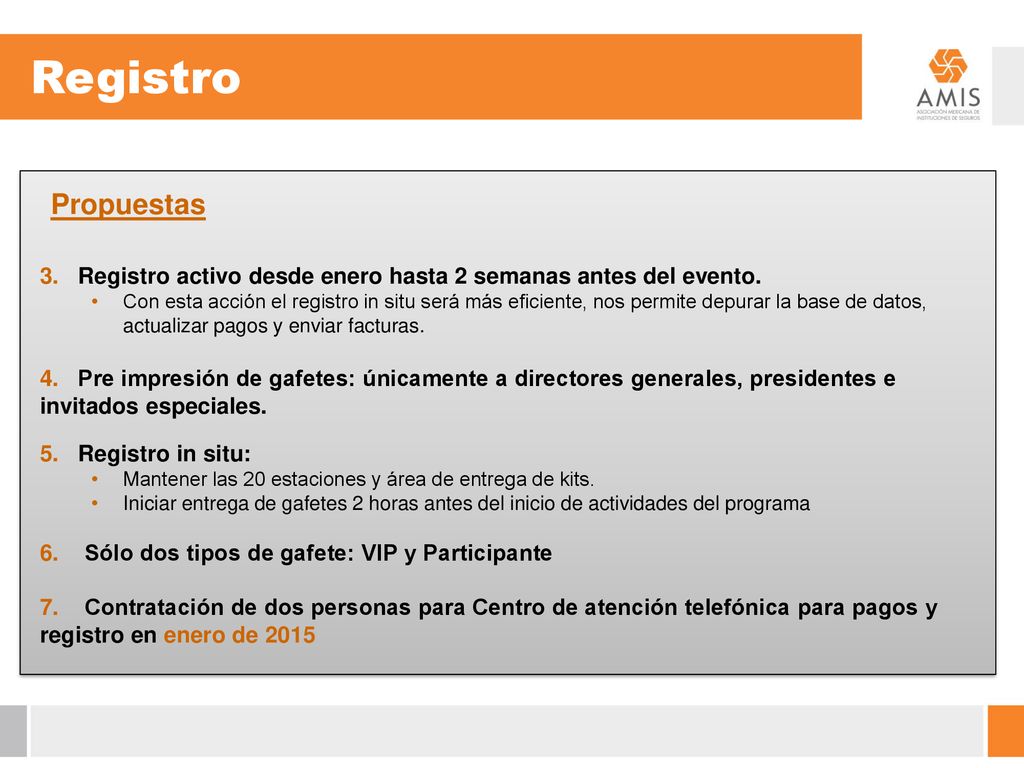 Registro Propuestas. 3. Registro activo desde enero hasta 2 semanas antes del evento.