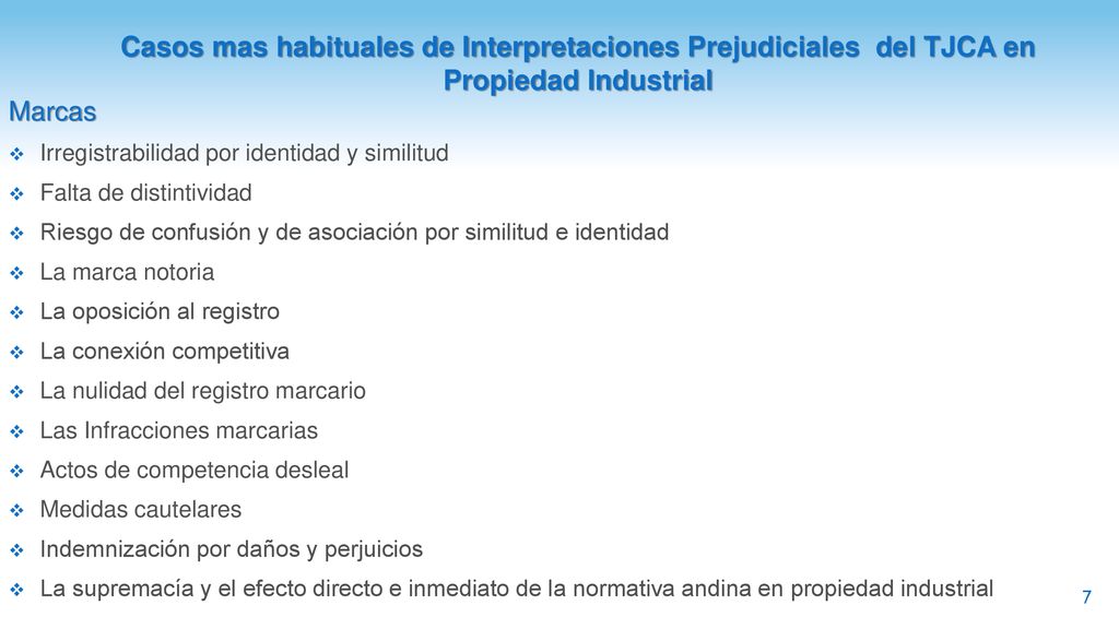 Casos mas habituales de Interpretaciones Prejudiciales del TJCA en Propiedad Industrial