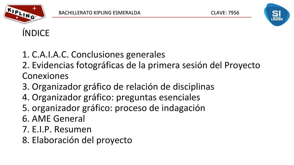 ÍNDICE 1. C. A. I. A. C. Conclusiones generales 2