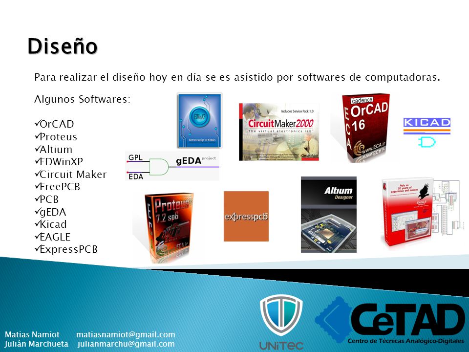 Diseño Para realizar el diseño hoy en día se es asistido por softwares de computadoras. Algunos Softwares: