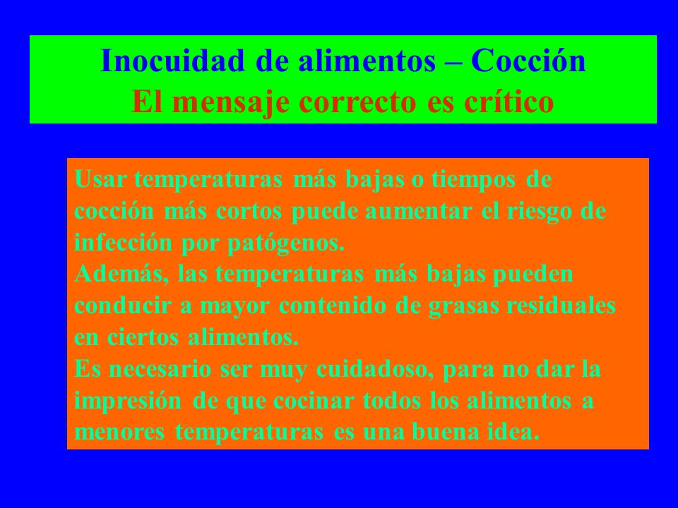 Inocuidad de alimentos – Cocción El mensaje correcto es crítico