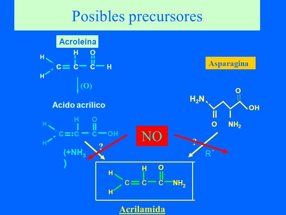 Posibles precursores NO c c c c c c c c c Acrilamida Acroleína