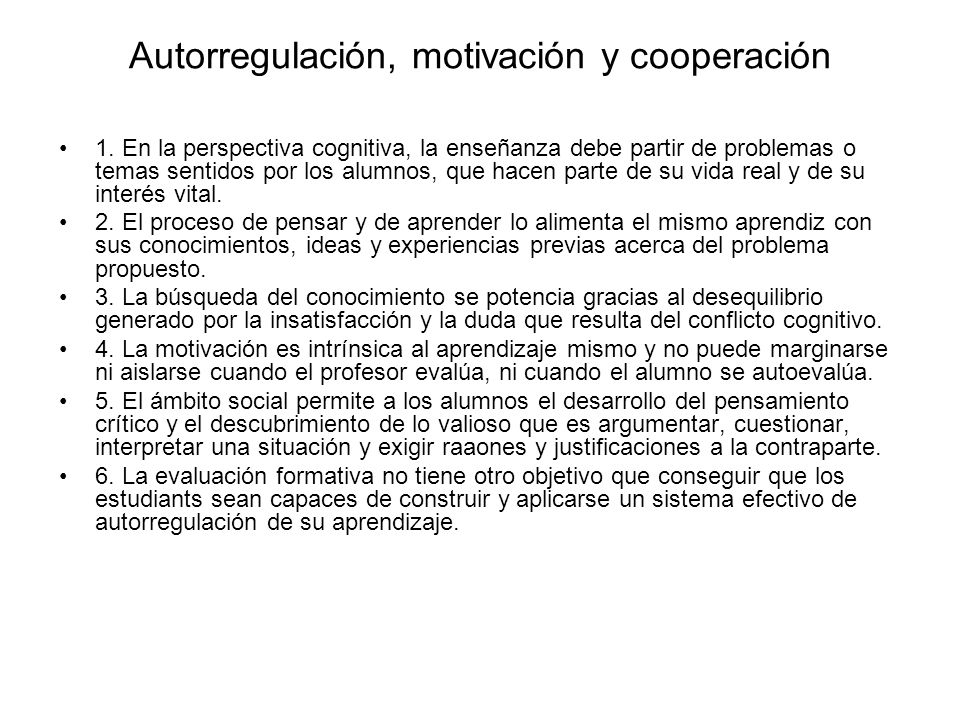 Autorregulación, motivación y cooperación
