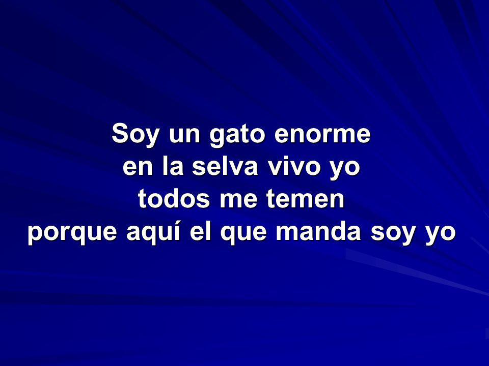 Soy un gato enorme en la selva vivo yo todos me temen porque aquí el que manda soy yo