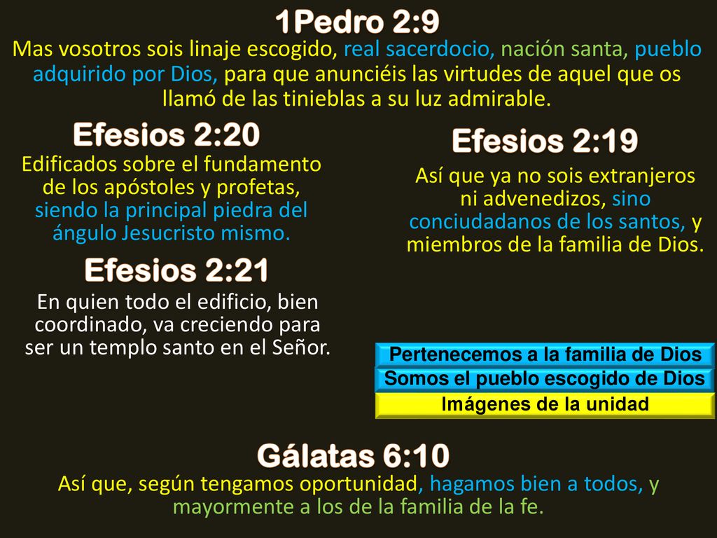 Pertenecemos a la familia de Dios Somos el pueblo escogido de Dios