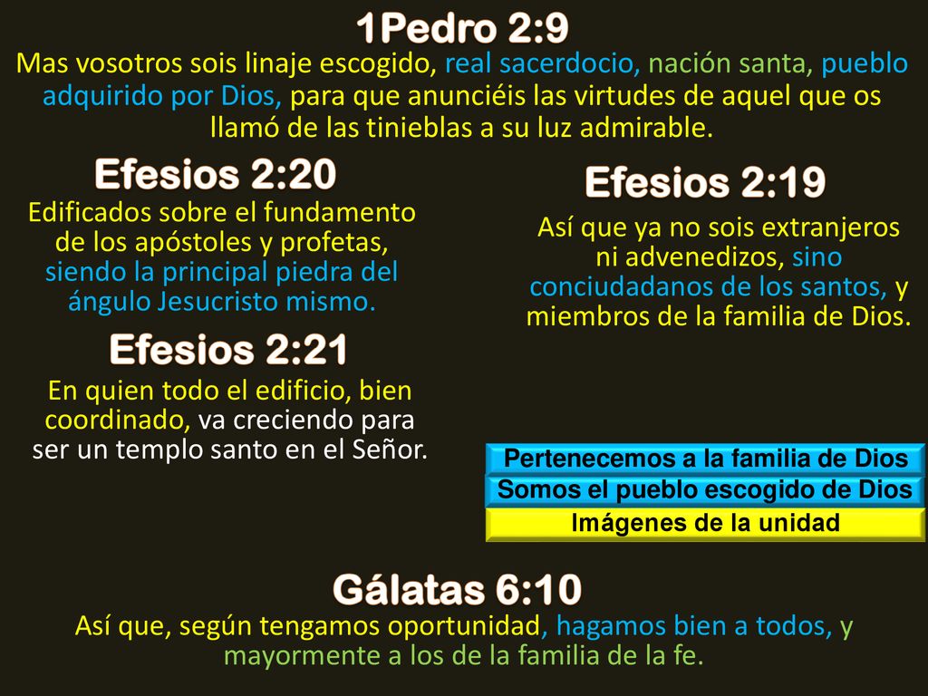 Pertenecemos a la familia de Dios Somos el pueblo escogido de Dios