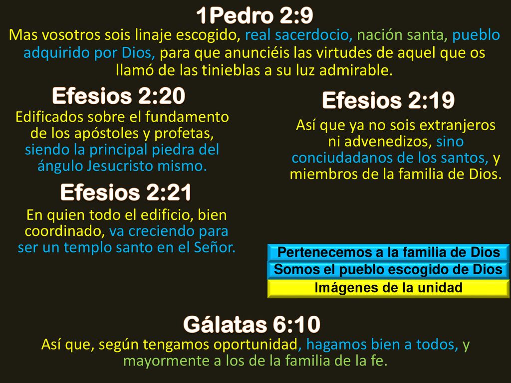 Pertenecemos a la familia de Dios Somos el pueblo escogido de Dios