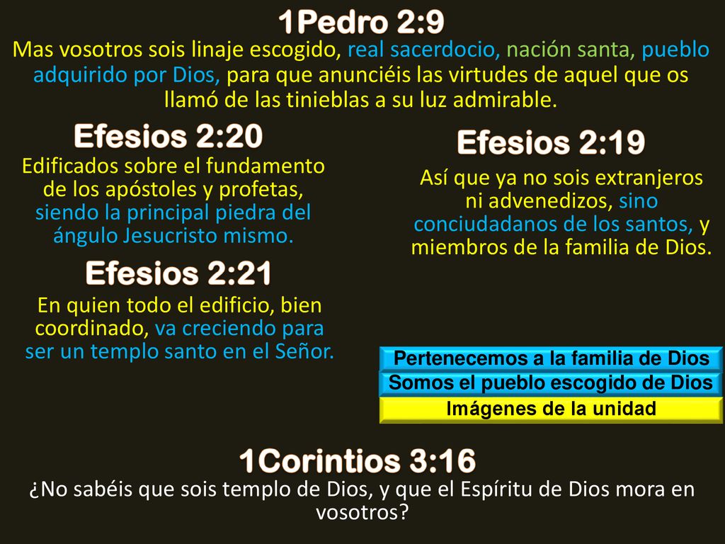 Pertenecemos a la familia de Dios Somos el pueblo escogido de Dios