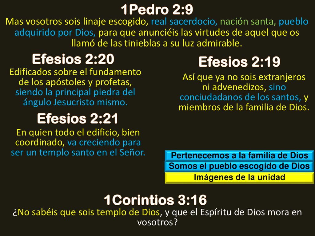 Pertenecemos a la familia de Dios Somos el pueblo escogido de Dios
