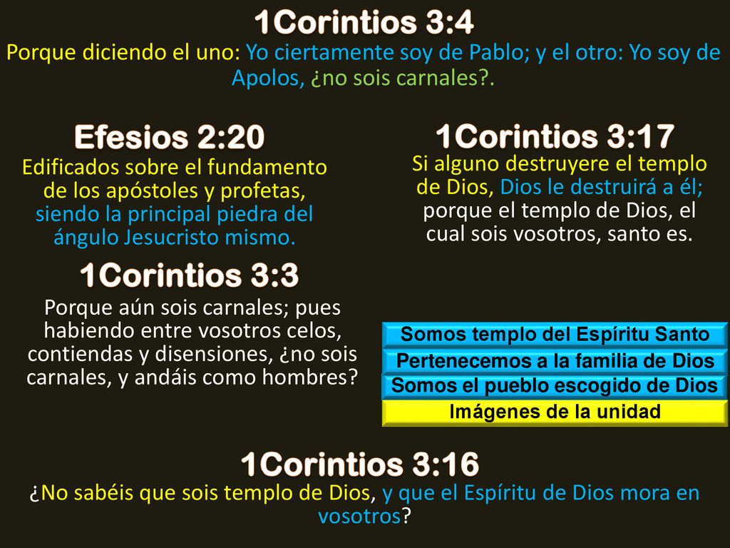 1Corintios 3:4 Efesios 2:20 1Corintios 3:17 1Corintios 3:3