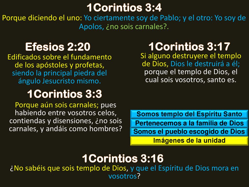 1Corintios 3:4 Efesios 2:20 1Corintios 3:17 1Corintios 3:3