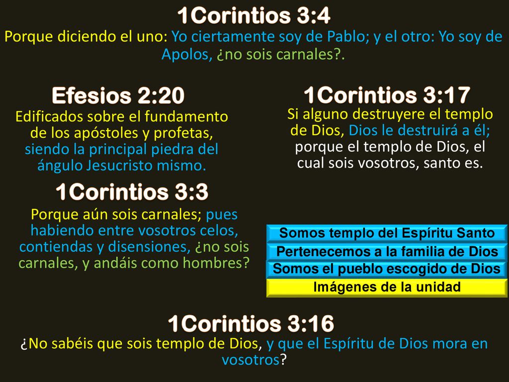 1Corintios 3:4 Efesios 2:20 1Corintios 3:17 1Corintios 3:3