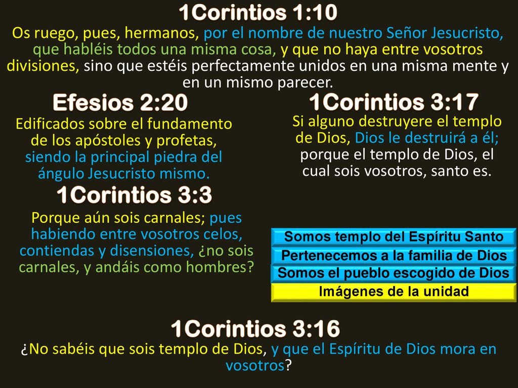 Efesios 2:20 1Corintios 3:17 1Corintios 3:3 1Corintios 3:16