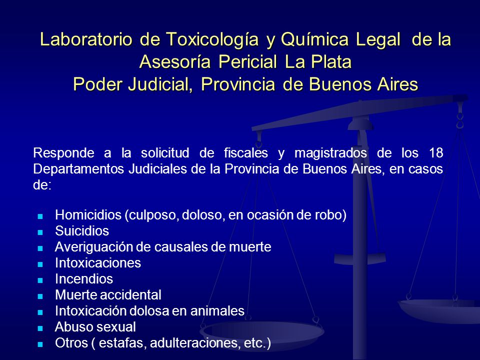 Laboratorio de Toxicología y Química Legal de la Asesoría Pericial La Plata Poder Judicial, Provincia de Buenos Aires