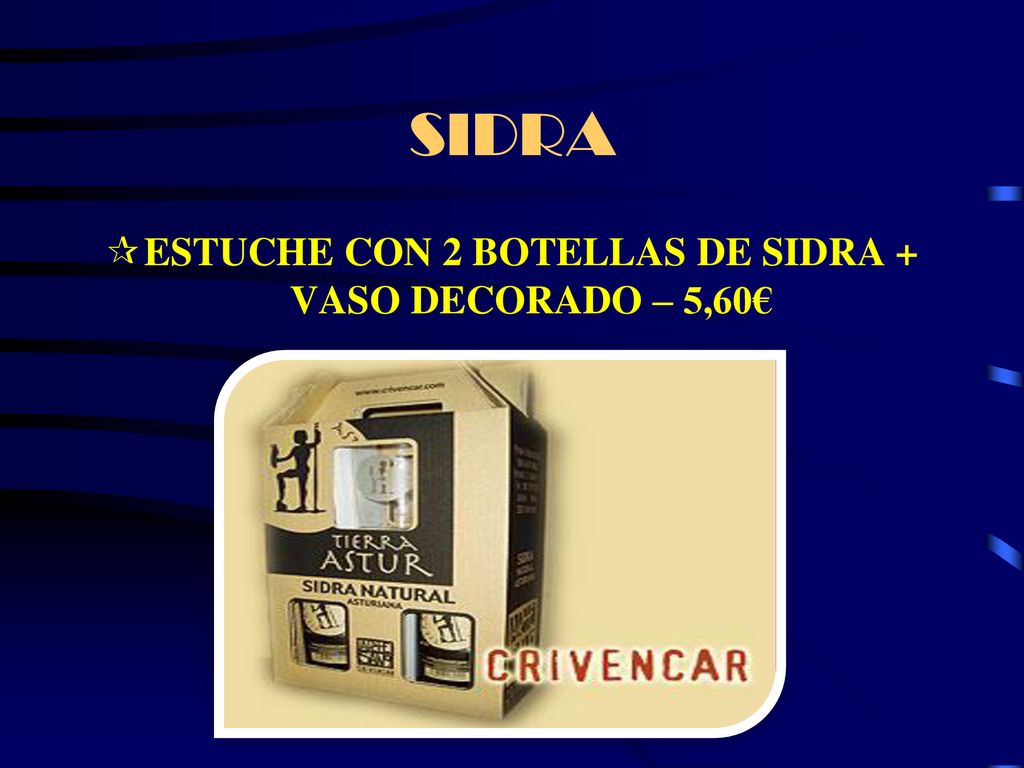 ESTUCHE CON 2 BOTELLAS DE SIDRA + VASO DECORADO – 5,60€