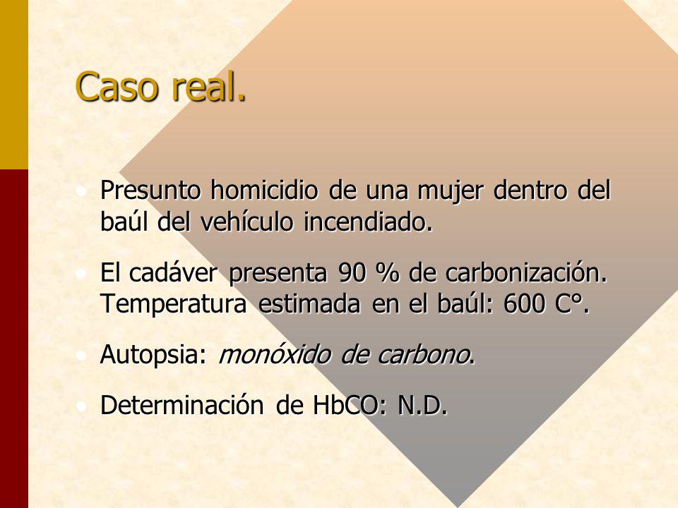 Caso real. Presunto homicidio de una mujer dentro del baúl del vehículo incendiado.