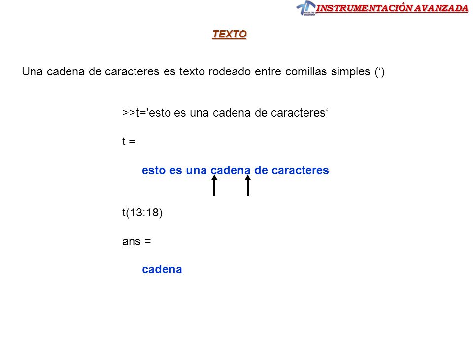 Una cadena de caracteres es texto rodeado entre comillas simples (‘)