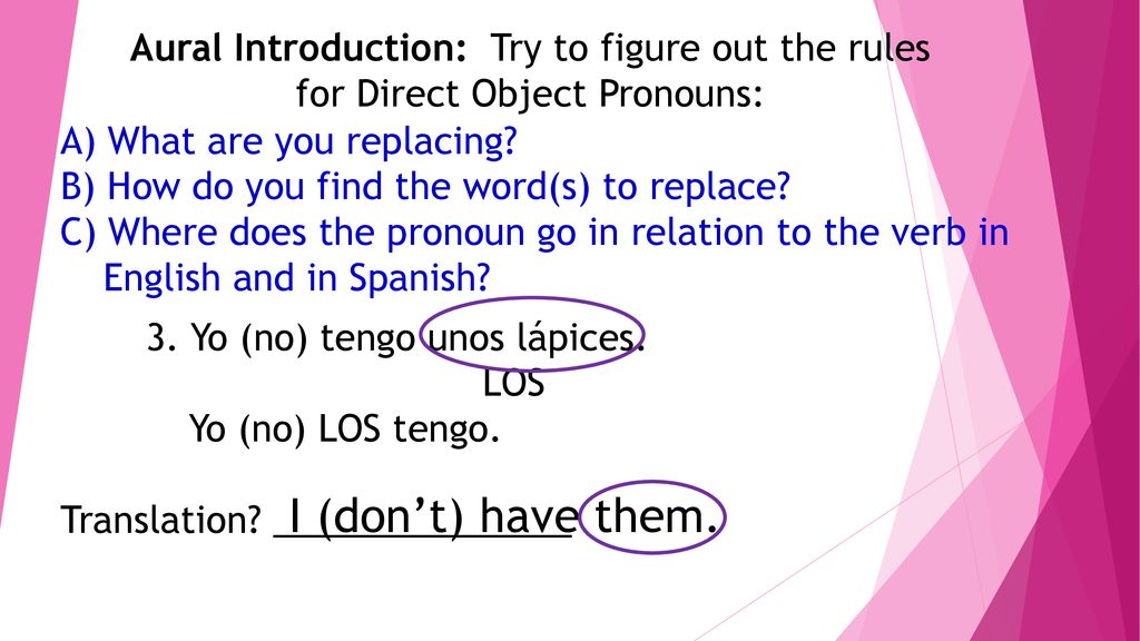 I (don’t) have them. Aural Introduction: Try to figure out the rules