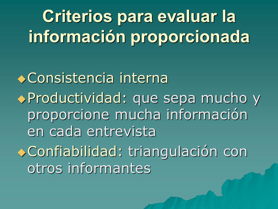 Criterios para evaluar la información proporcionada