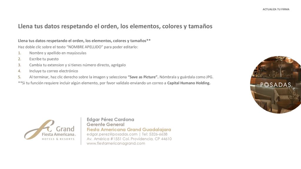 Llena tus datos respetando el orden, los elementos, colores y tamaños