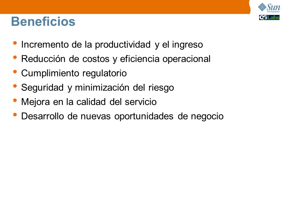 Beneficios Incremento de la productividad y el ingreso