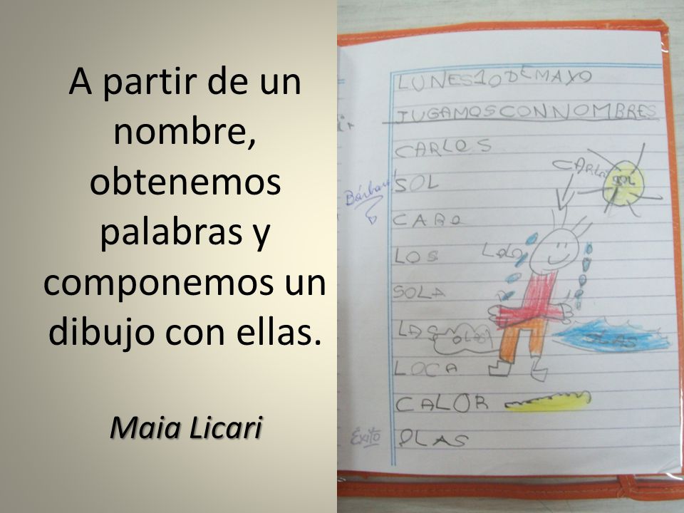 A partir de un nombre, obtenemos palabras y componemos un dibujo con ellas. Maia Licari