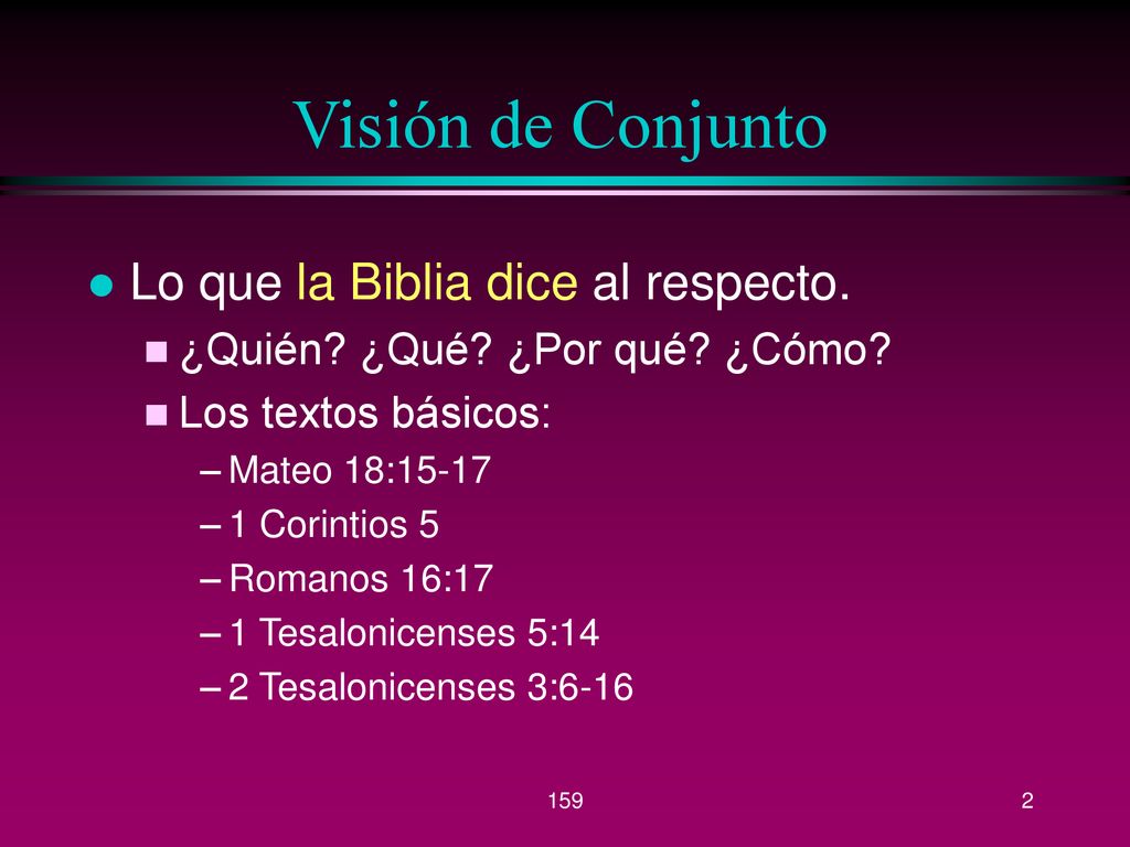 Visión de Conjunto Lo que la Biblia dice al respecto.