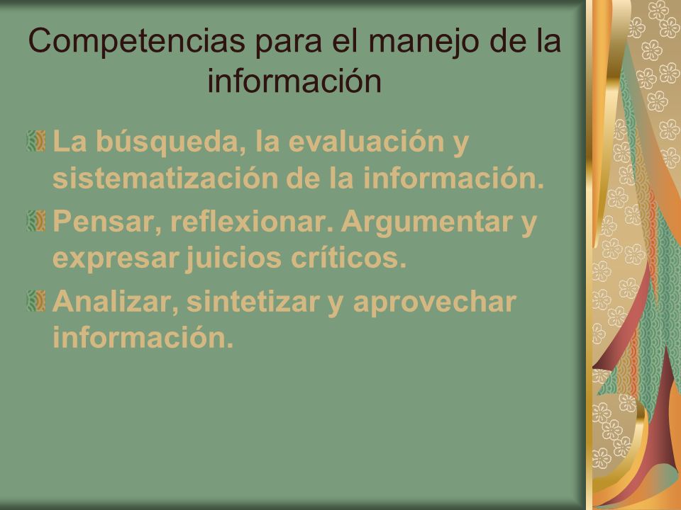Competencias para el manejo de la información
