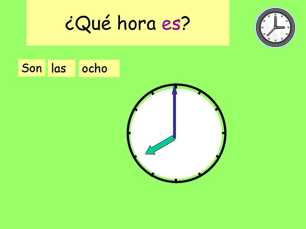 ¿Qué hora es ¿Q h e Son las ocho
