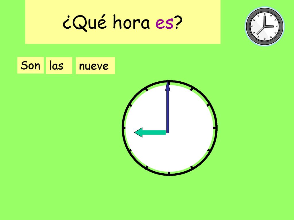 ¿Qué hora es ¿Q h e Son las nueve