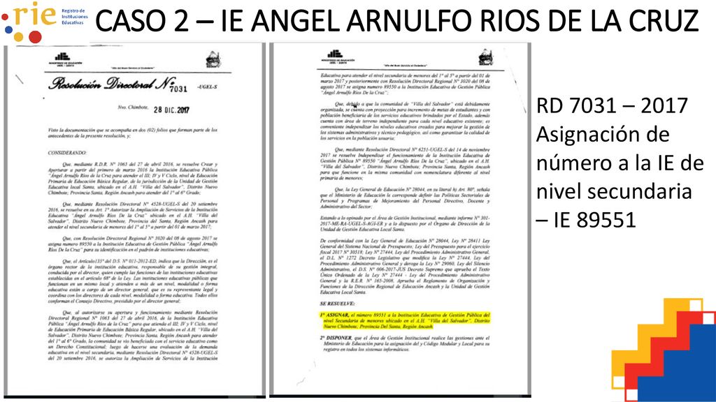 CASO 2 – IE ANGEL ARNULFO RIOS DE LA CRUZ