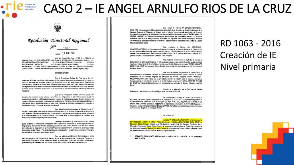 CASO 2 – IE ANGEL ARNULFO RIOS DE LA CRUZ