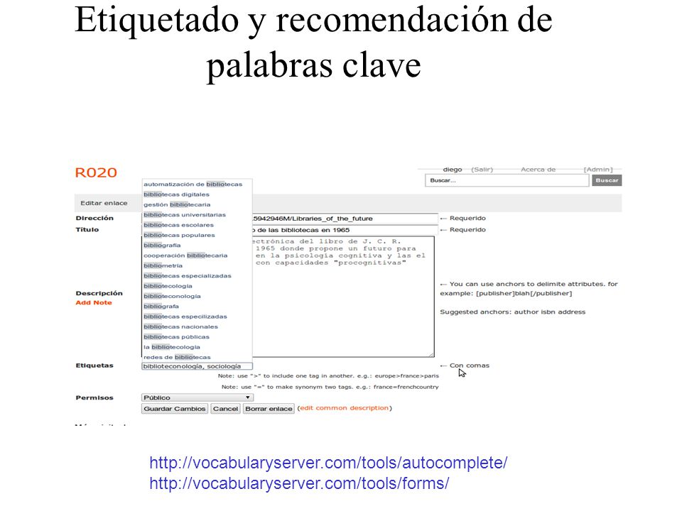 Etiquetado y recomendación de palabras clave