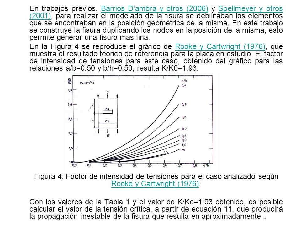 En trabajos previos, Barrios D’ambra y otros (2006) y Spellmeyer y otros (2001), para realizar el modelado de la fisura se debilitaban los elementos que se encontraban en la posición geométrica de la misma. En este trabajo se construye la fisura duplicando los nodos en la posición de la misma, esto permite generar una fisura mas fina.