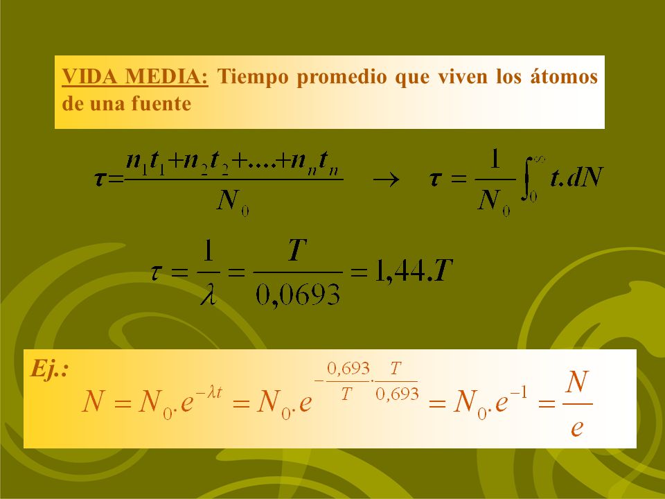 VIDA MEDIA: Tiempo promedio que viven los átomos de una fuente