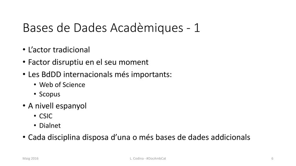 Bases de Dades Acadèmiques - 1