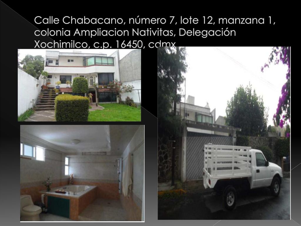 Calle Chabacano, número 7, lote 12, manzana 1, colonia Ampliacion Nativitas, Delegación Xochimilco, c.p.