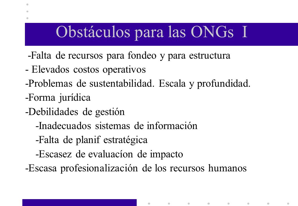 Obstáculos para las ONGs I