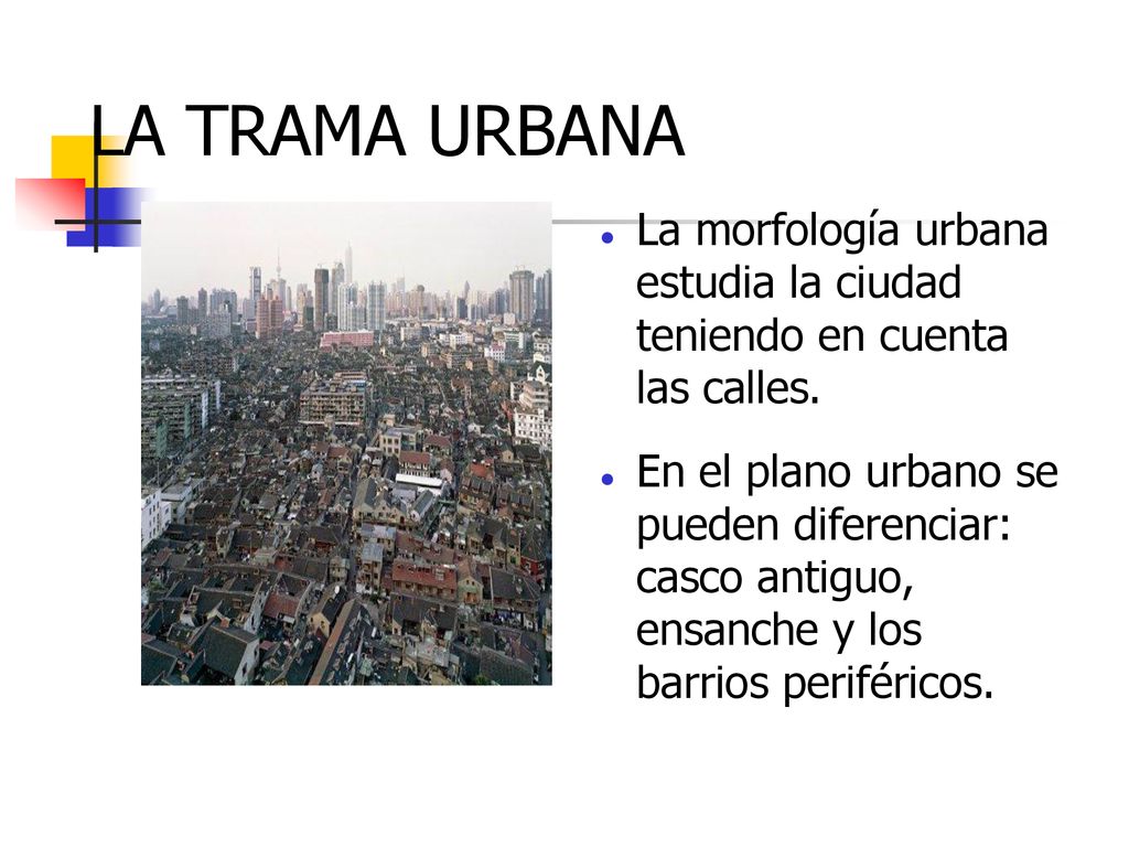 LA TRAMA URBANA La morfología urbana estudia la ciudad teniendo en cuenta las calles.