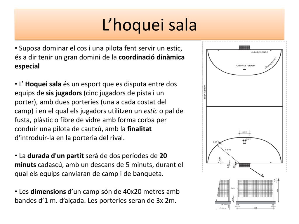 L’hoquei sala Suposa dominar el cos i una pilota fent servir un estic, és a dir tenir un gran domini de la coordinació dinàmica especial.