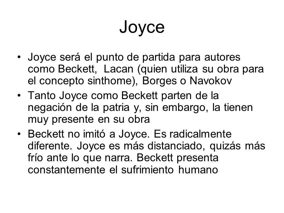 Joyce Joyce será el punto de partida para autores como Beckett, Lacan (quien utiliza su obra para el concepto sinthome), Borges o Navokov.