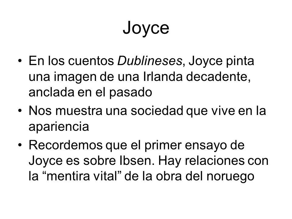 Joyce En los cuentos Dublineses, Joyce pinta una imagen de una Irlanda decadente, anclada en el pasado.